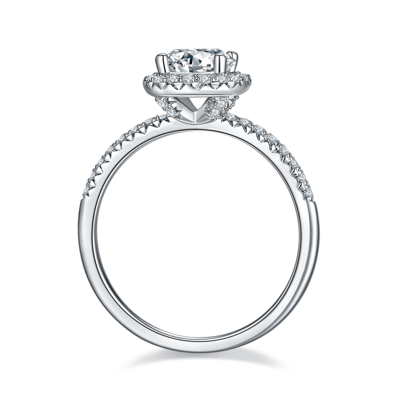 Classic圆包S925银镀白金MoissaniteWomen's Ring1ctD级
